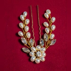 Hair Pins Pearls Crystal Pins Bridal Headpiece,Hair Accessories Floral Design